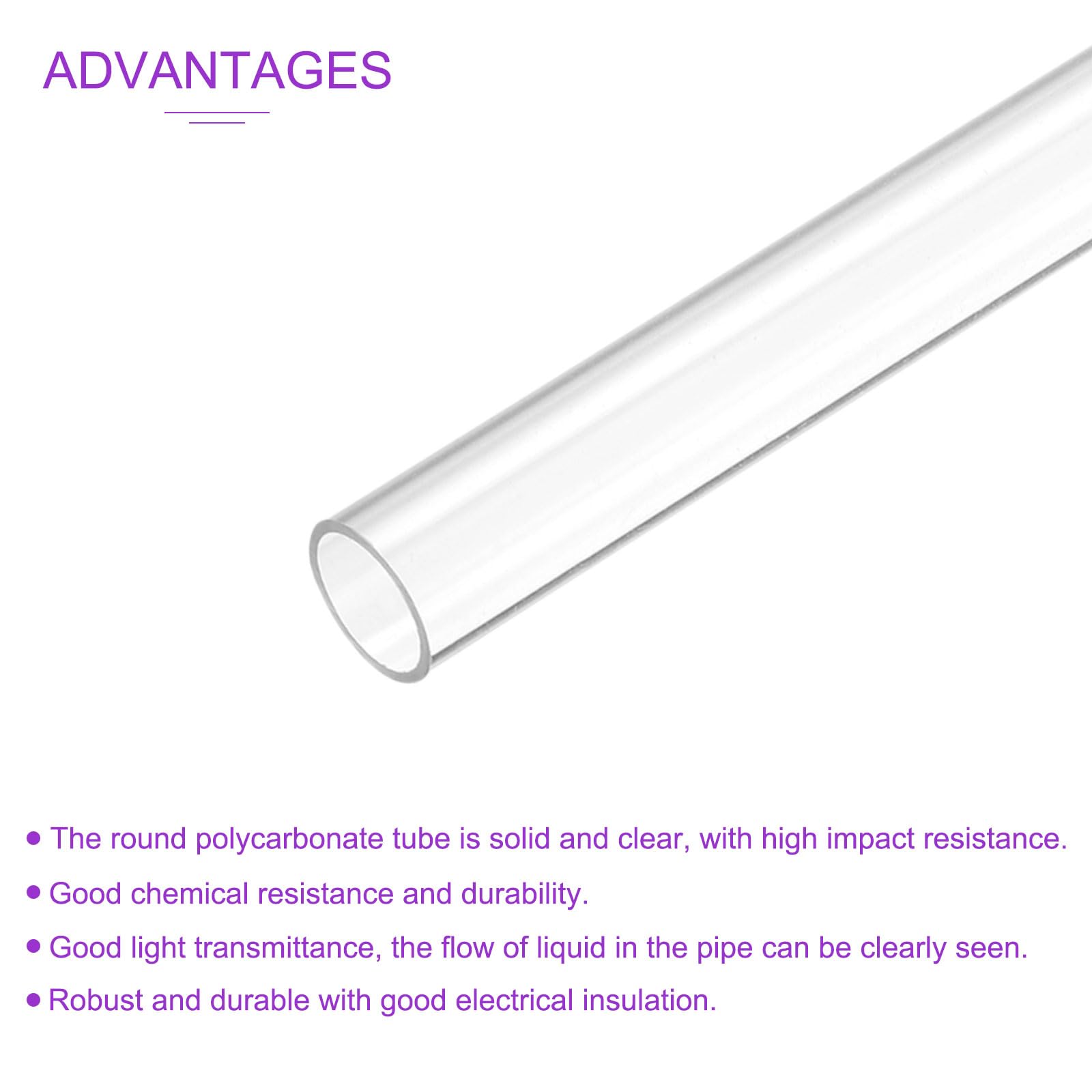 DMiotech Tubo de Plástico Rígido Transparente de 6" (15 cm) de Diámetro 10 mm (3/8") x 12 mm de Tubería de Policarbonato Redonda para Iluminación y Fontanería