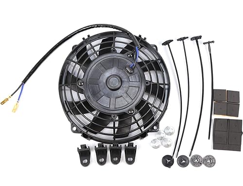 TMKOOL Ventilador de radiador eléctrico delgado de alto rendimiento con cuchilla S de 12 V 80 W + kit de montaje (7 pulgadas, negro)
