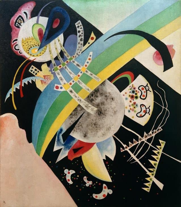 Cercles sur noir Kandinsky affiche toile moderne pour décoration salon élégante