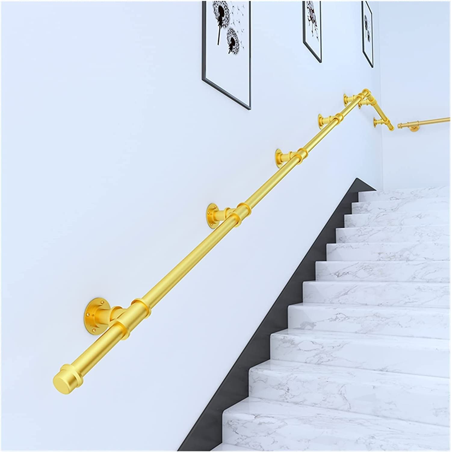 Stair Handrail for Elderly/Kids/Disabled/Pregnant Woman, Metal Wrought Iron Banister Support Handrails for Stairs Grab Bars Bar Foot Rail