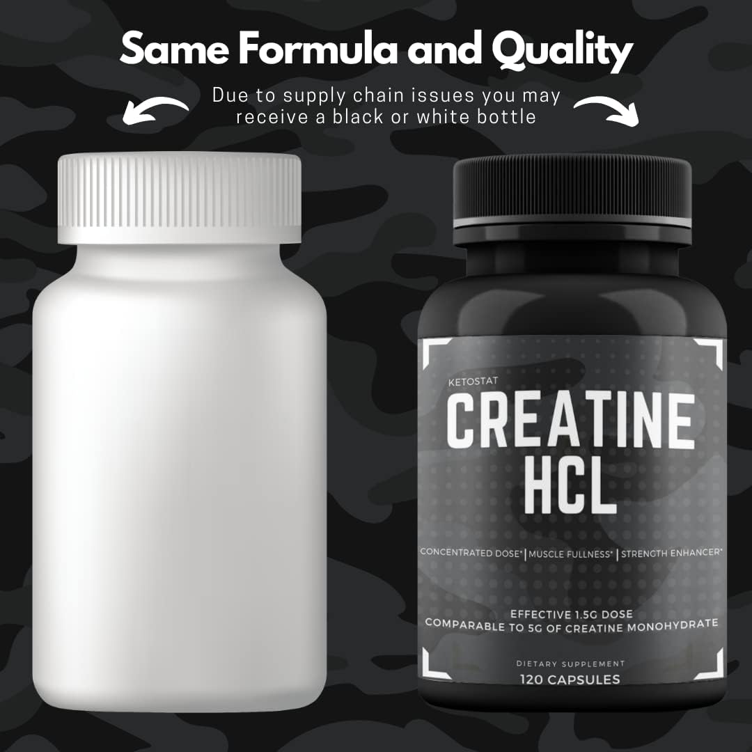 Creatine HCL Capsules 120ct (Creatine Hydrochloride) 1.5g High Dose Creatine HCL Pills, Micronized Creatine for Men & Women. Strength & Size Comparable to Creatine Monohydrate No Loading Supplement : Health & Household