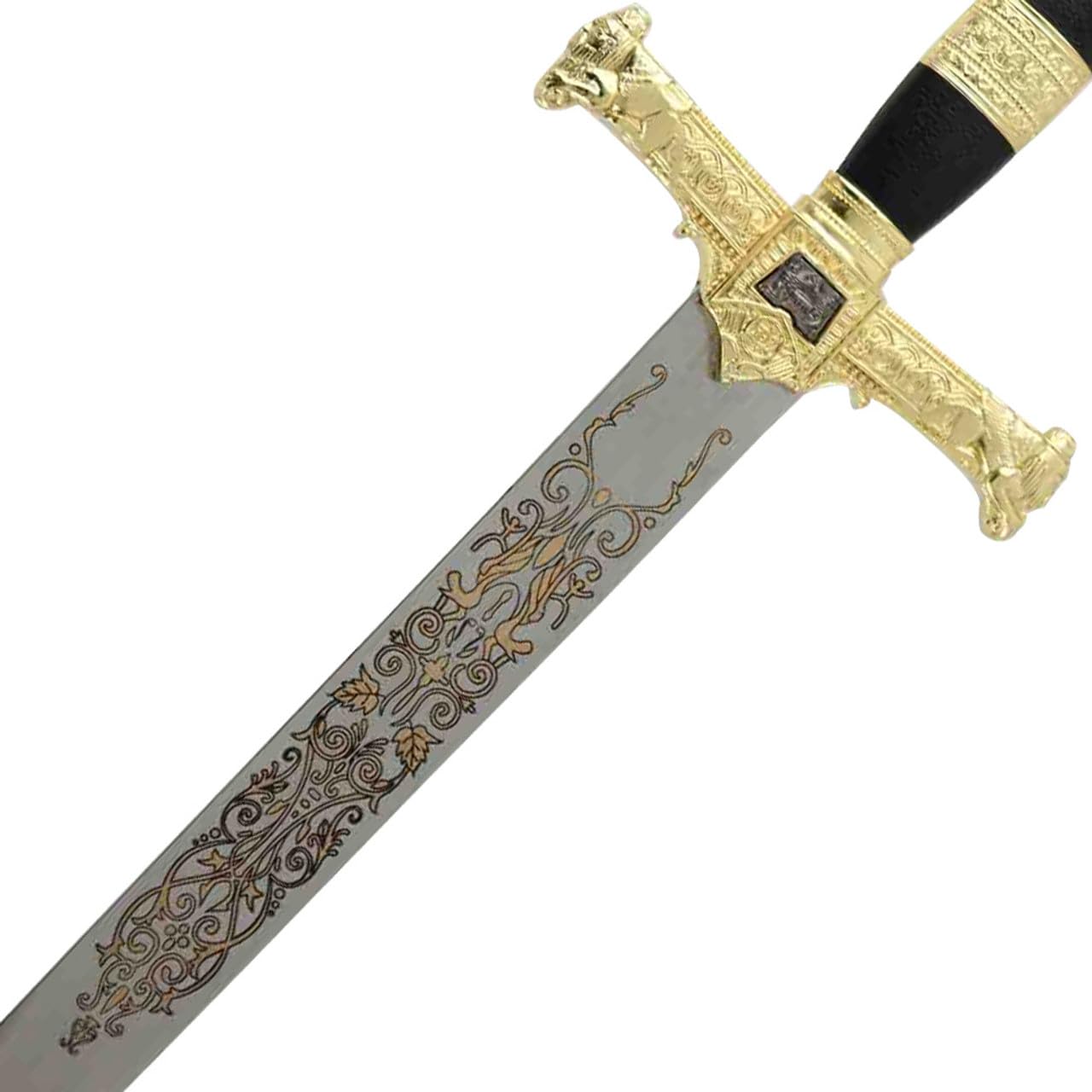 Armory Replicas™ - King Solomon Black Medieval Crusader Sword - Intricately Crafted Replica with Lions of Judah and Menorah Symbolism for Collectors and Enthusiasts