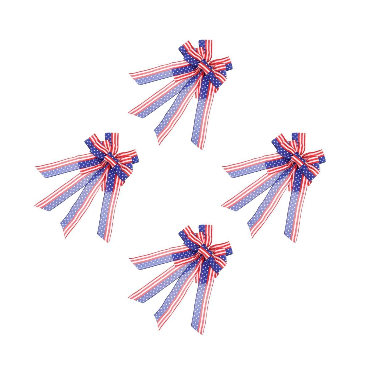 TOPBATHY 4 Pz del dell'indipendenza Fiocchi di Natale Nastro di Raso Pizzo Fiocco Decorativo Decorazione patriottica grucce attaccapanni Decorazione del dell'indipendenza