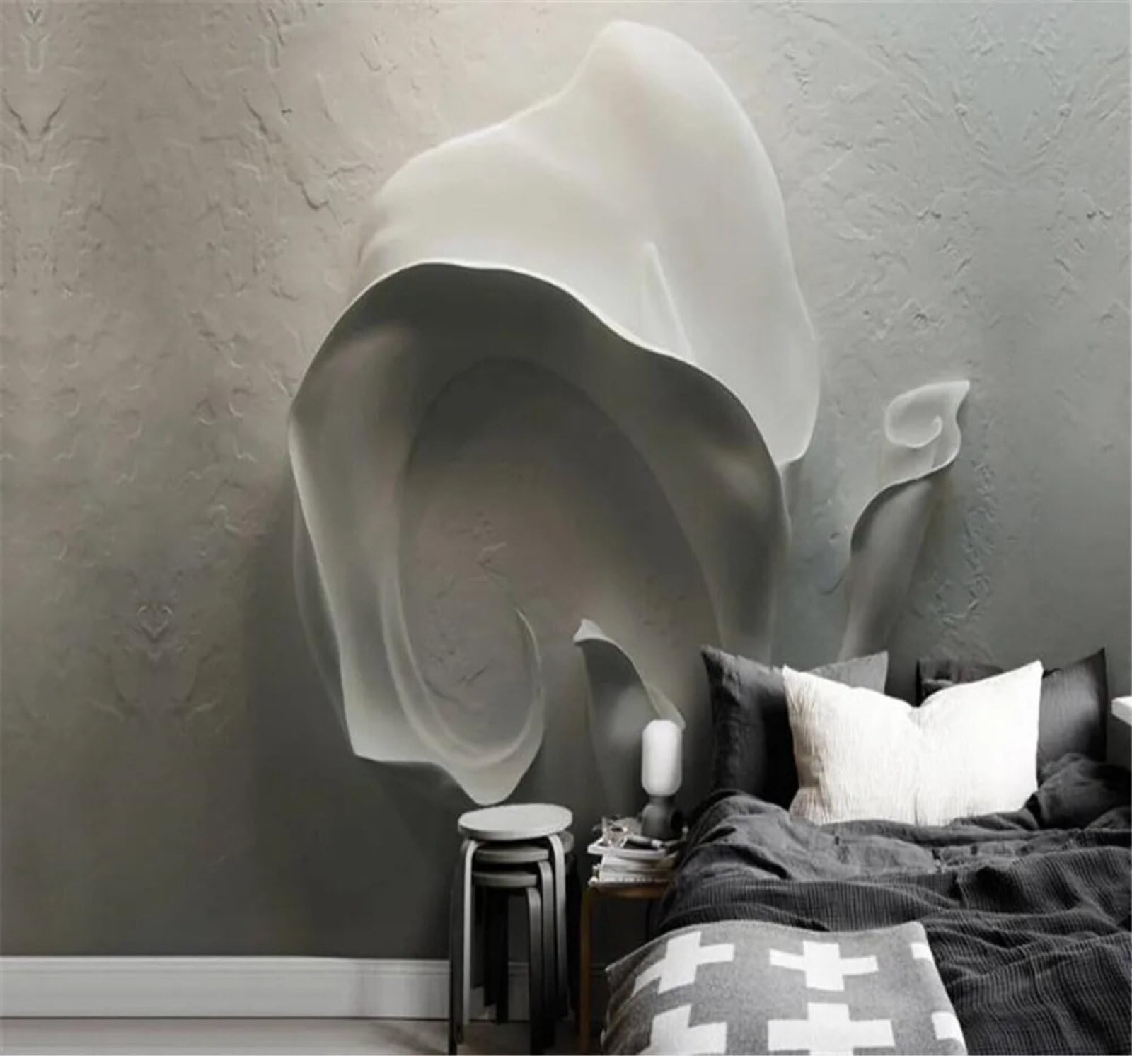 Tzxztt 400Cm×280Cm(B×H) Minimalist Retro Three Dimensional Relief Calla Lily Art Modern 3D Wallpaper Premium Textured Silk Neutral Tones Material Ideal For Living Room Bedroom-400Cm×280Cm