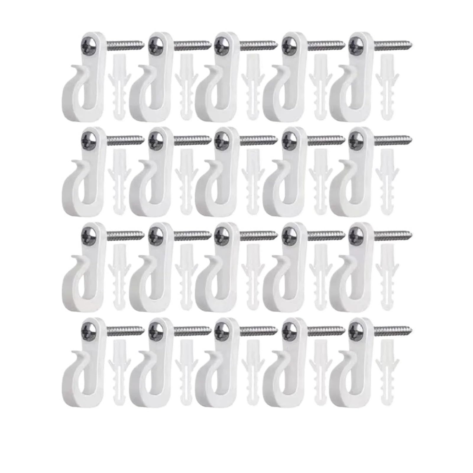 Bryske 100Pcs String Light Hooks with Screws, Black White Plastic Hangers for Plants Hanging Home