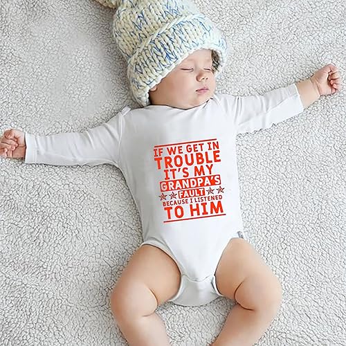 If We Get In Trouble It's My Grandpa's Fault Baby Clothes Long Sleeve Infant Romper White3