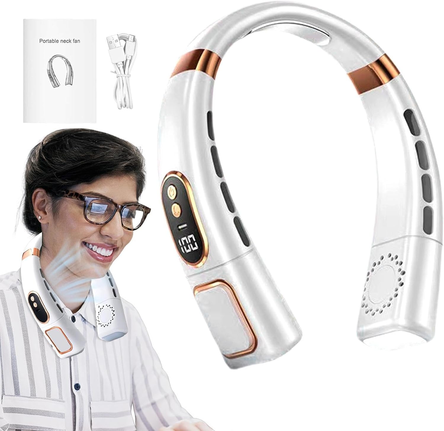 PAREKS Portable Neck Fan, Bladeless Neck Fan, 3 Powerful