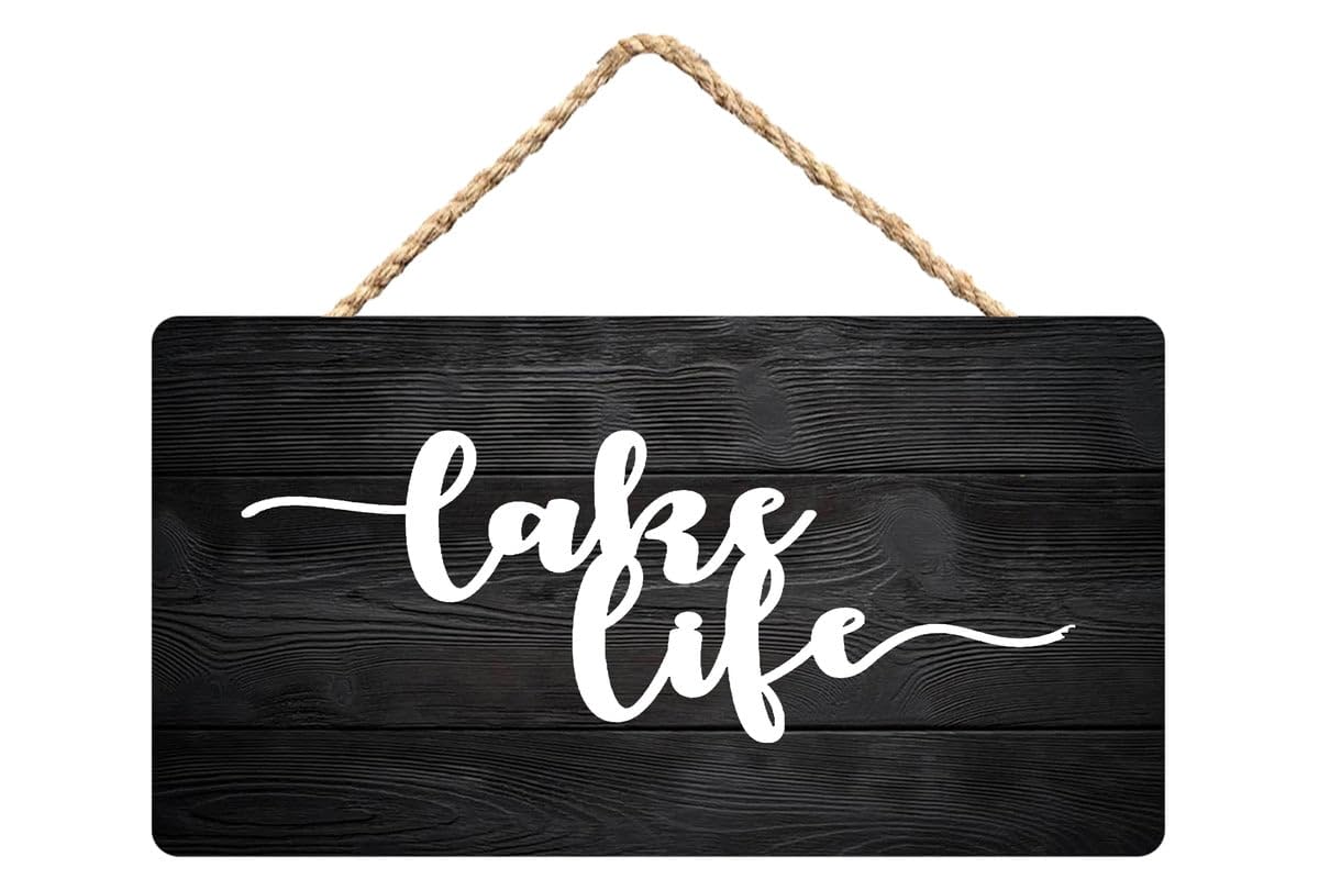 Lake Life Coastal Wooden Wall Art - 12X6 Inch Decor for Waterfront Homes’ Living Room