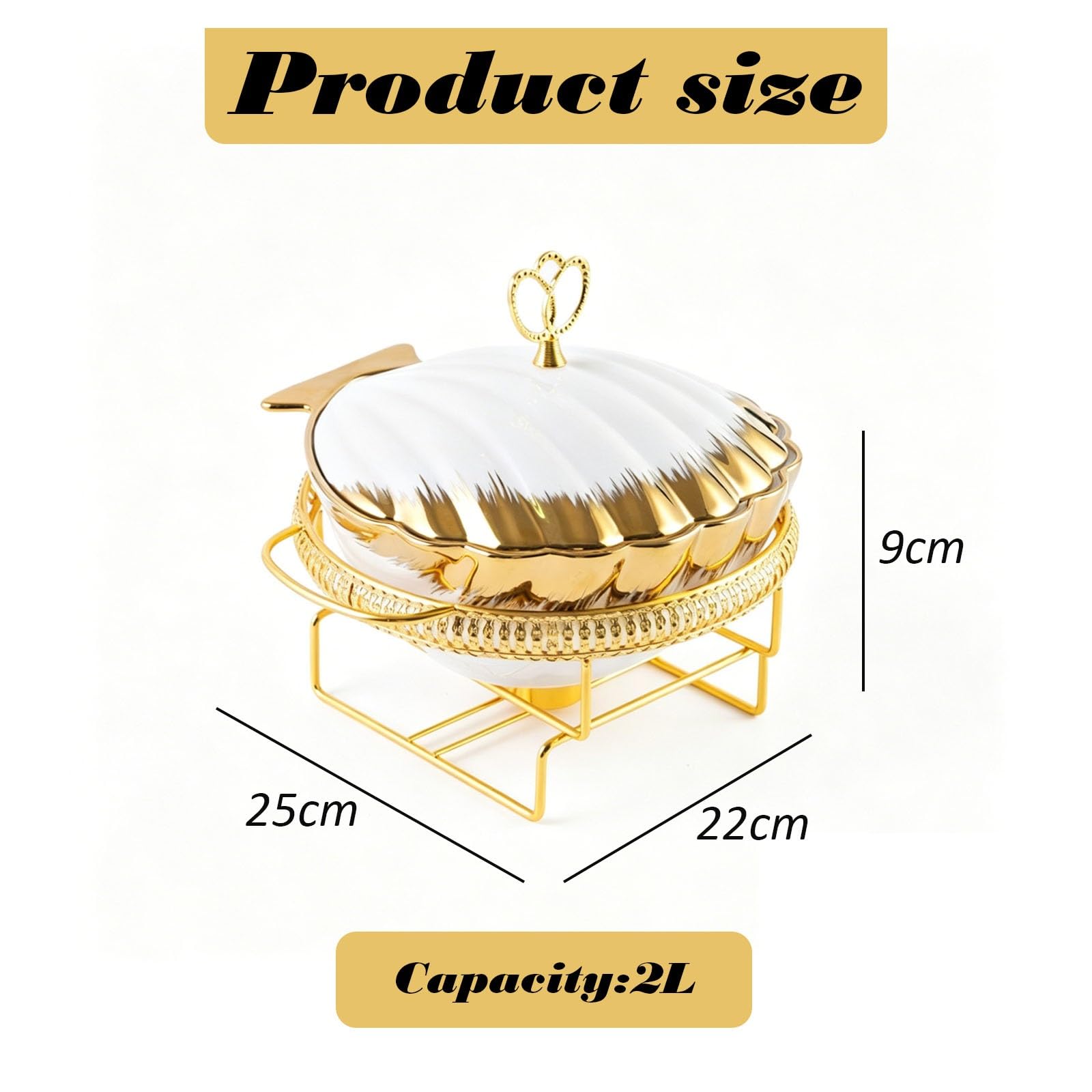 Chauffe-aliments en céramique avec couvercle, plateau chauffant pour événements de restauration, idéal pour les mariages, les fêtes et les buffets, design à 3 compartiments