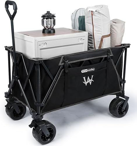 Miniatura 8 de Carro plegable para exteriores, carrito plegable resistente para playa, carrito de jardín, con grandes ruedas de arena todo terreno para campamento,