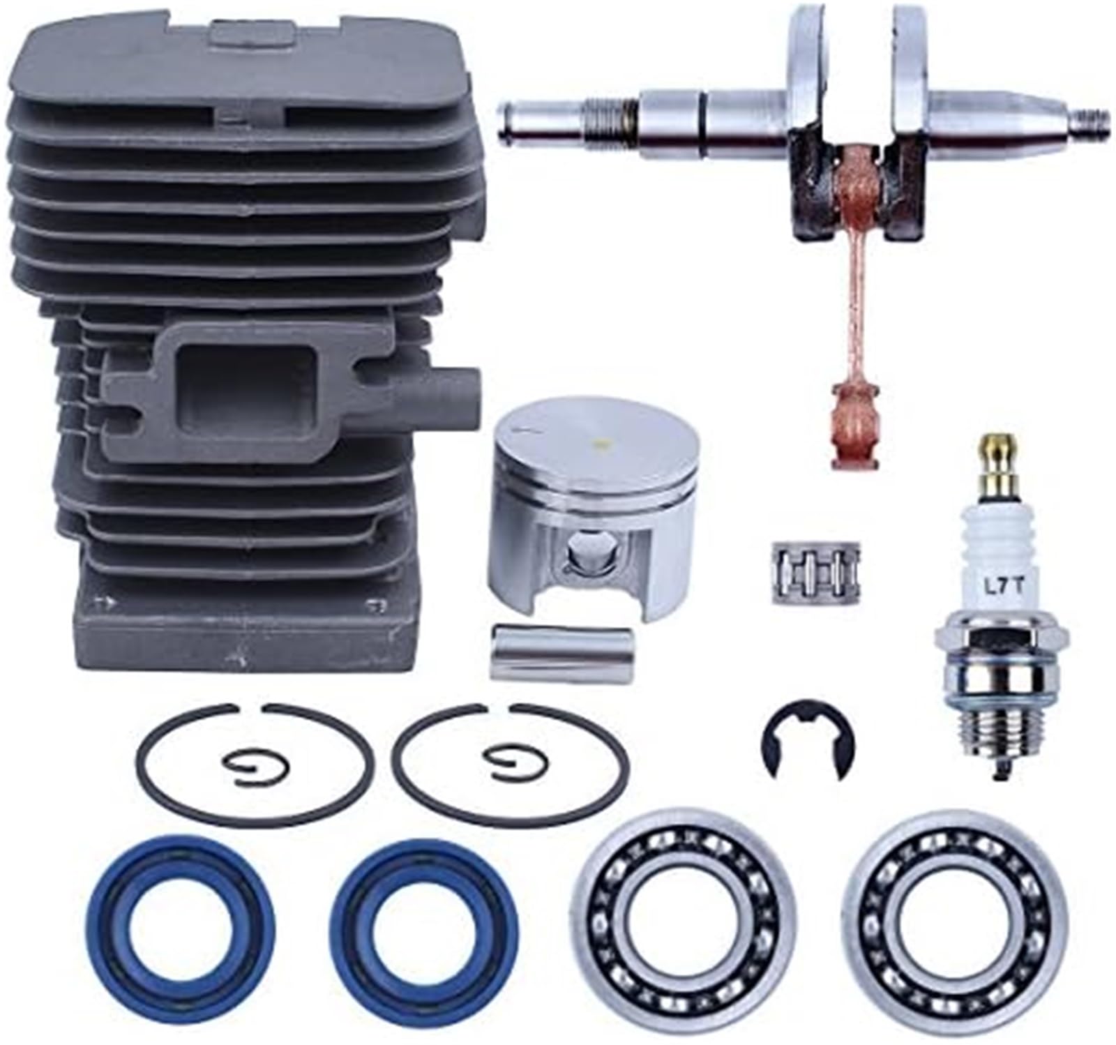 Kit cilindro pistone 38mm Cuscinetti albero motore, for motoseghe STIHL, MS180 018 MS170 017 con paraolio candela L7T Anelli perni candela di accensione per macchine da giardino