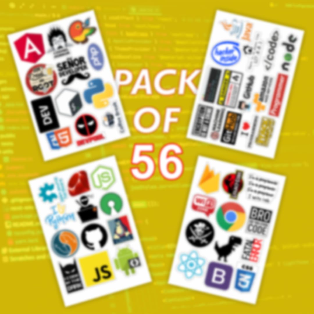 CodersParadise - Pack of 51 Laptop Vinyl Self-Adhesive Sticker for Programmer, Coder, Developer, IT Professional - Multicolor Stickers for Laptop, Journal, Guitar, Mobile - Waterproof Residue Free 4