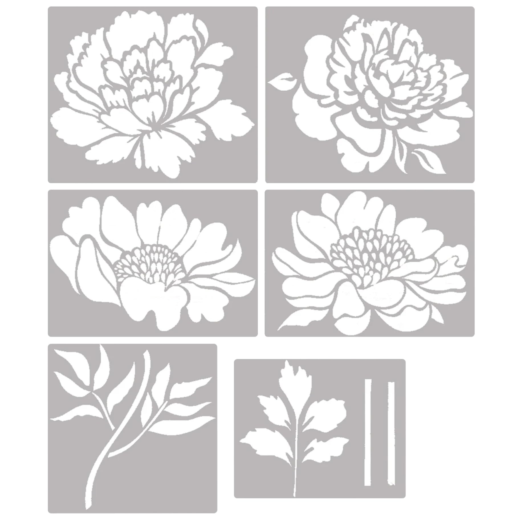 Plantillas florales de peonía lavables y reutilizables para pintar paredes y madera con acabado elegante