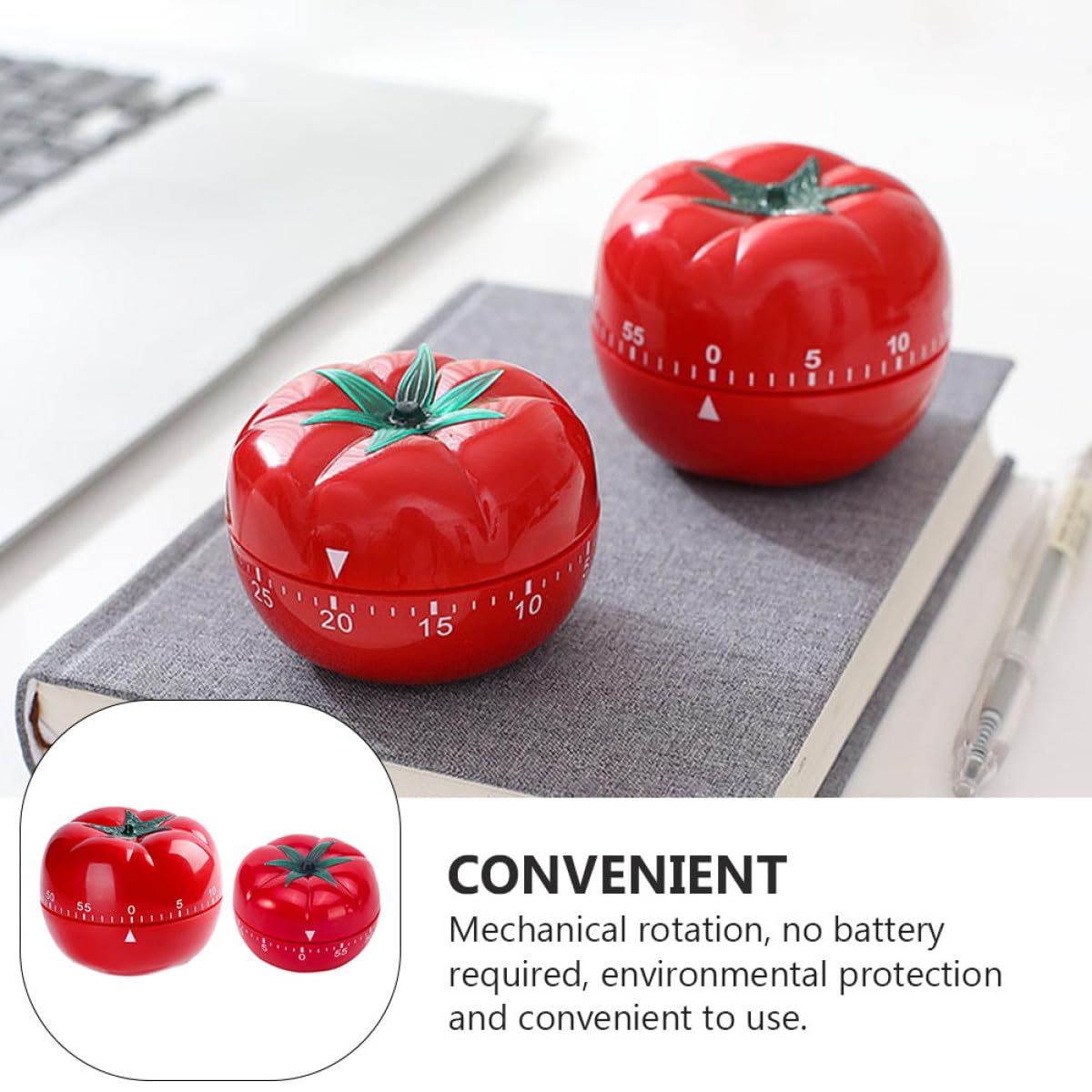 Mechanischer Küchenkochtimer in Tomatenform, 2 Stück