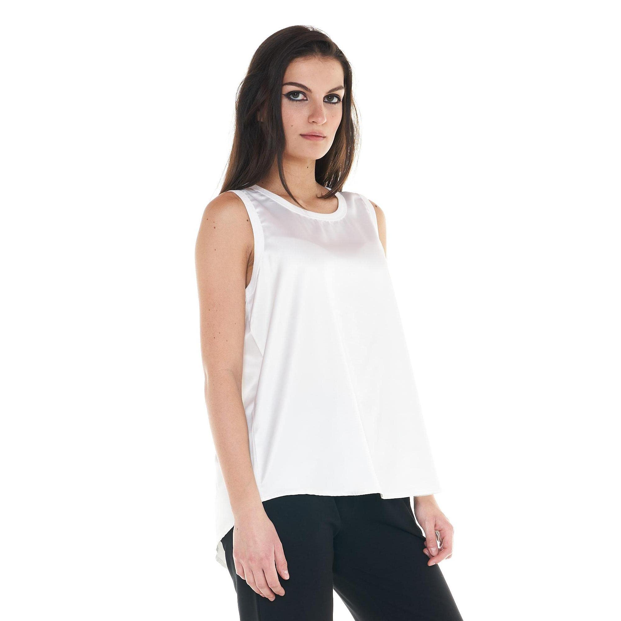 Leone - Canotta Satin da Donna Black And White - Whisper White (166), XL