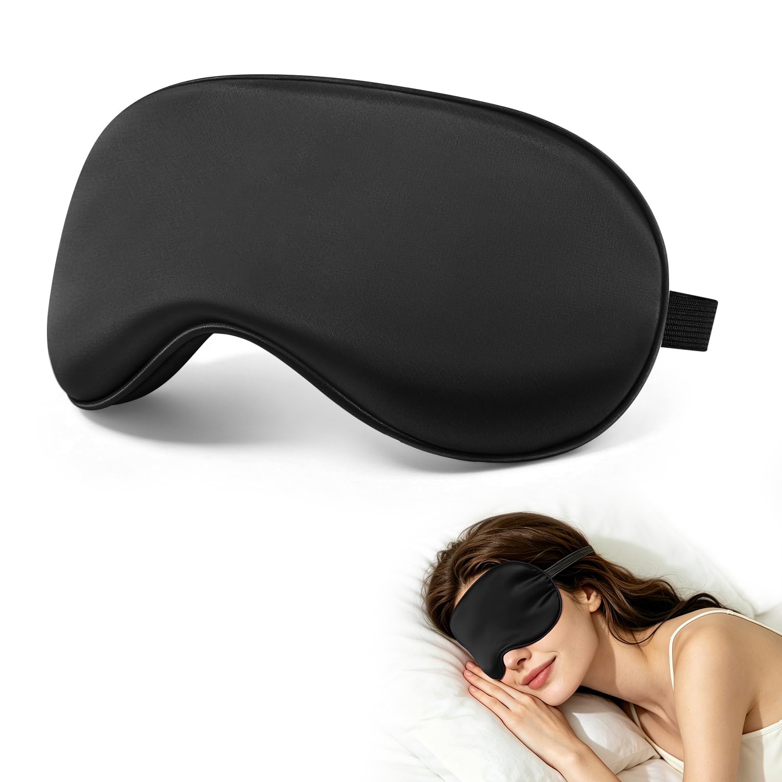 Sleep Mask Satin Eye Mask, Silk Eyeshade Blackout Blindfold Soft Eye Cover for Sleeping, Travel, Nap, Office – Adjustable Comfortable Eye Mask (1 Pack)-image-6