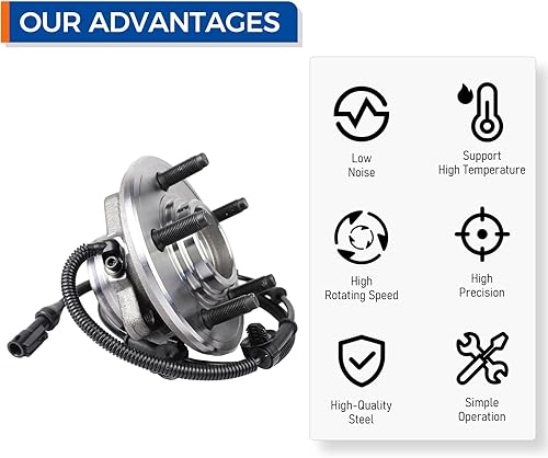 Miniatura 6 de MACEL 515050 Conjunto de rodamiento de cubo de rueda delantera compatible con Ford Explorer 2002-2005, Lincoln Aviator 2003-2005, Mercury