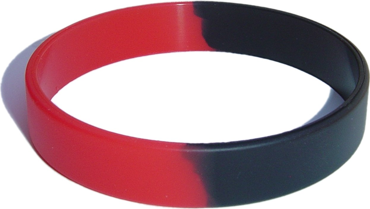 200 Youth Size Red and Black Wristbands for Kids Silicone Bracelets