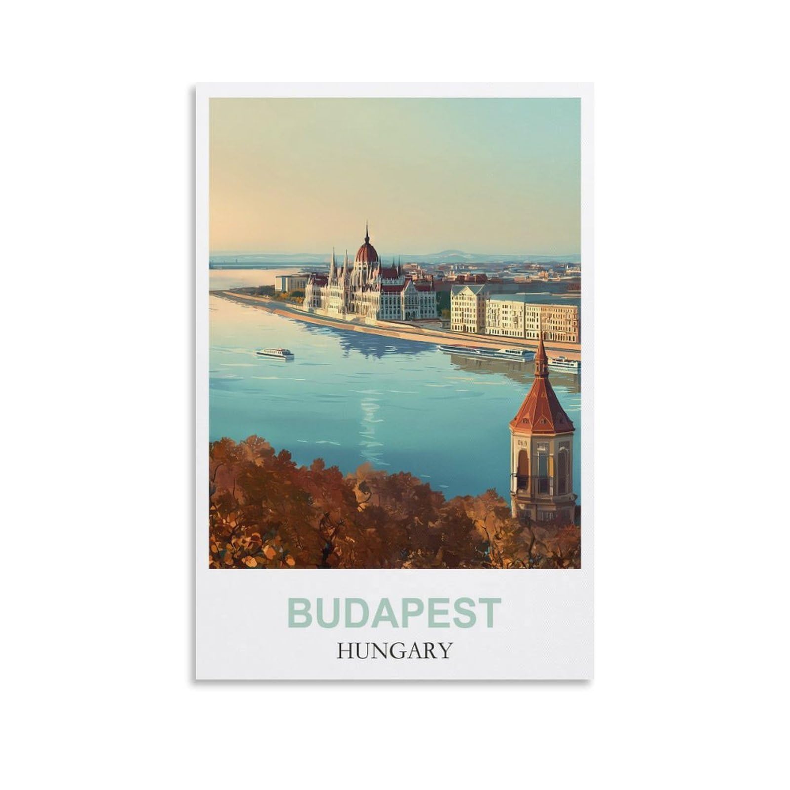 Clfmhnas Unframe-Style Budapest Hungary Vintage Travel Posters 08X12inch(20X30cm) Canvas Wall Art Prints