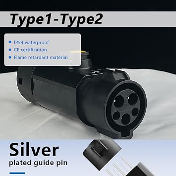 EV Type 1 to Type 2 Adapter Electric Vehicle Charging Adapter White SAE j1772 to IEC62196 Black EV Charging Adapter