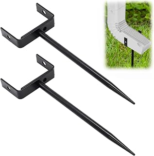 2 Pack Rainwater Downspout Brackets, Downspout Adapters, Heavy Duty Galvanized Iron, Sturdy and Durable, Adjustable Size, Rust Proof Anchors for Pipe Support, Easy to Install (Black)