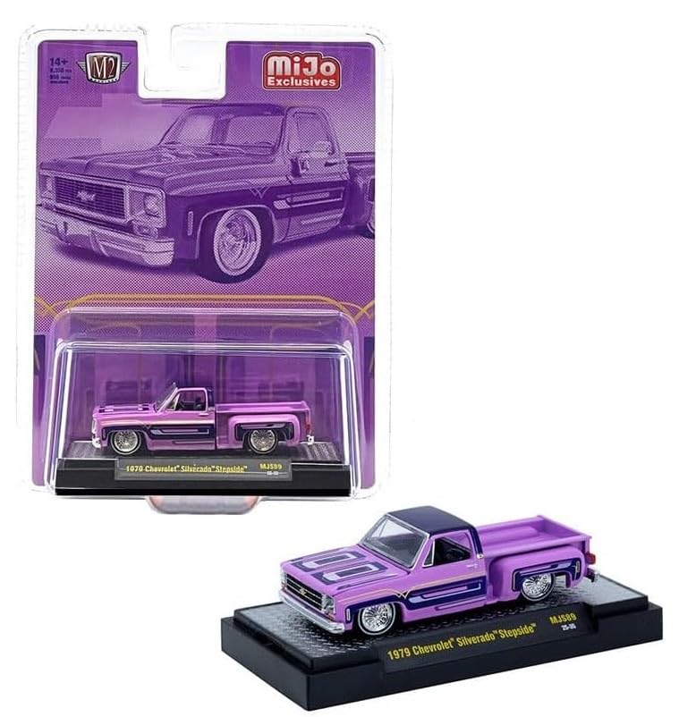 Diecast Model Car Compatible with M2 Machines 1:64 1978 Chevrolet Silverado Stepside Lowriders Purple Limited Edition 31500-MJS89