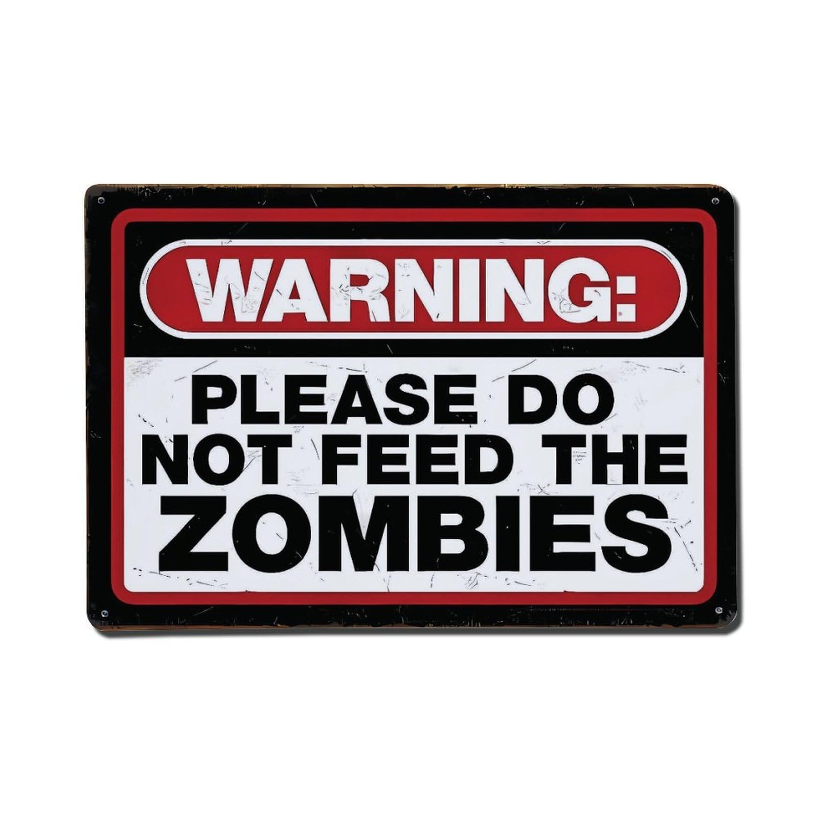 Funny Do Not Feed The Zombies Vintage Warning Tin Sign Vintage Aluminium Metal Sign, Retro Wall Decor for Home, Bar, Garage & Farmhouse 20x30cm
