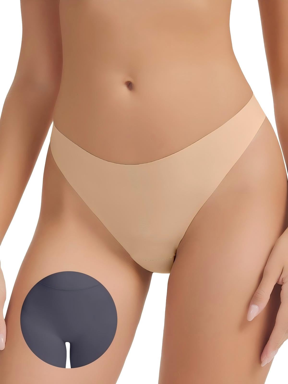 Leovqn Camel Toe Workout Thong for Women Seamless No Show Camel Toe Concealer Underwear Invisible Cameltoe Proof Gym