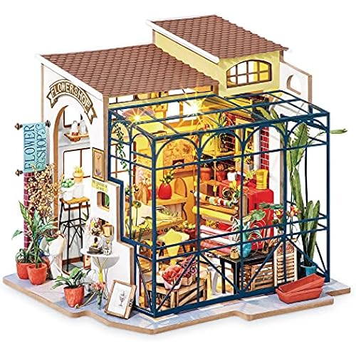 Rolife DIY Miniature Doll House Kit with Furniture for Children Adult Wooden Kits Toy (Emily's Flower Shop)
