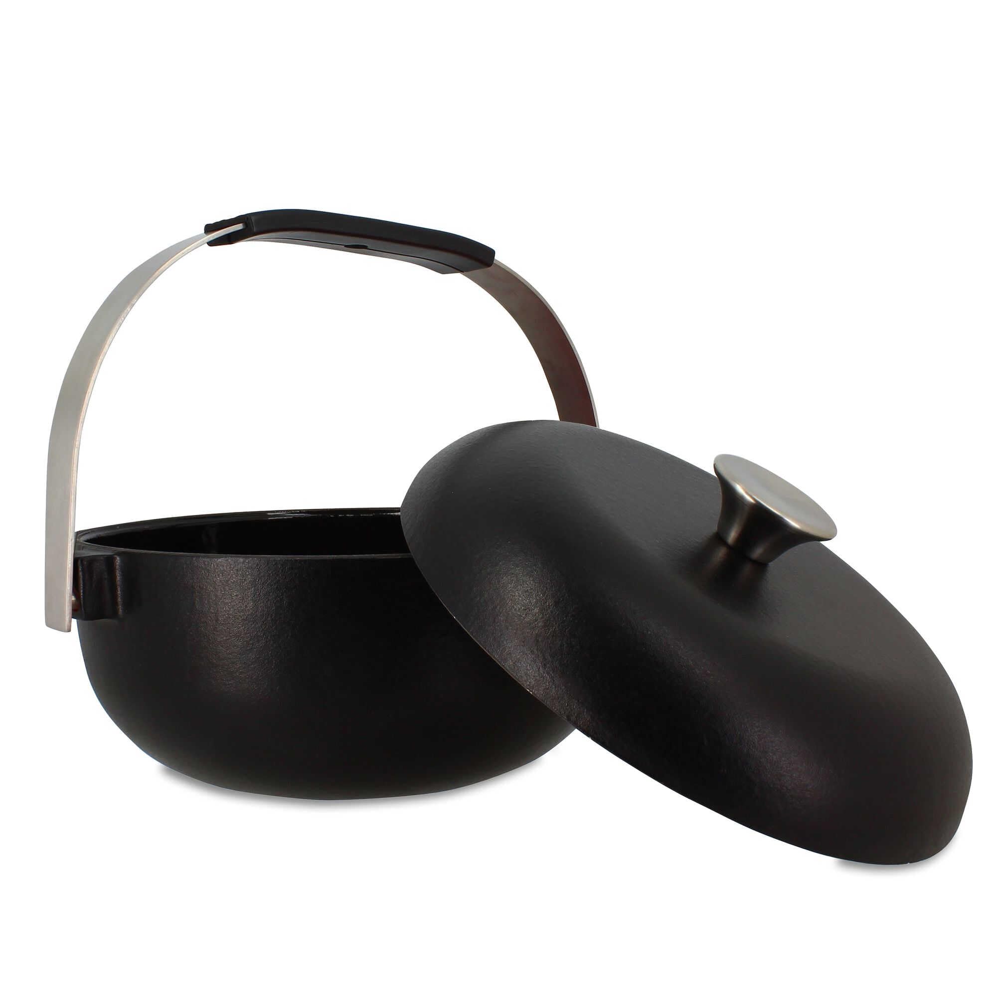 Cocotte Ronde En Fonte Avec Émail 24cm Noir - 7930205