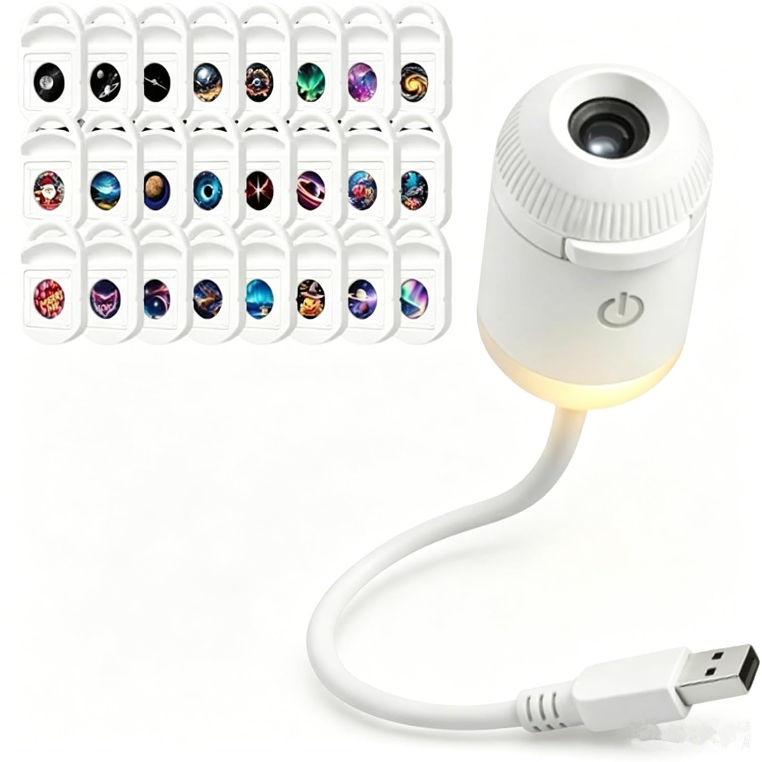 Sovtay Hd Smart Dynamic 5d Holographic Night Light Projector, Plug and Play Hd Star Projector Films, 360° USB Galaxy & Moon Projectors Night Light for Bedroom Ceiling Car (24PCS)