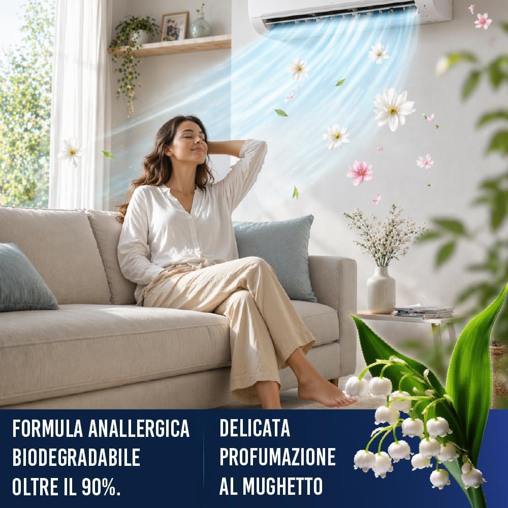 ENJOY HOME PULICLIMA Igienizzante Condizionatori Spray - Schiuma Attiva ai Sali Quaternari di Ammonio per Split e Filtri - Pulitore Professionale Antibatterico al Profumo di Mughetto 500ml x4