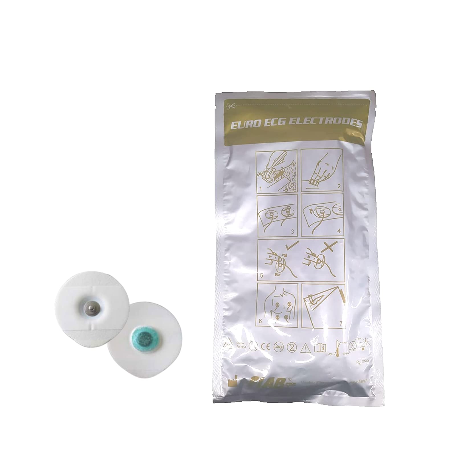 100 électrodes adhésives universelles en gel pour électrodes ECG - Fixation de bouton d'électrode - Original Cura Farma
