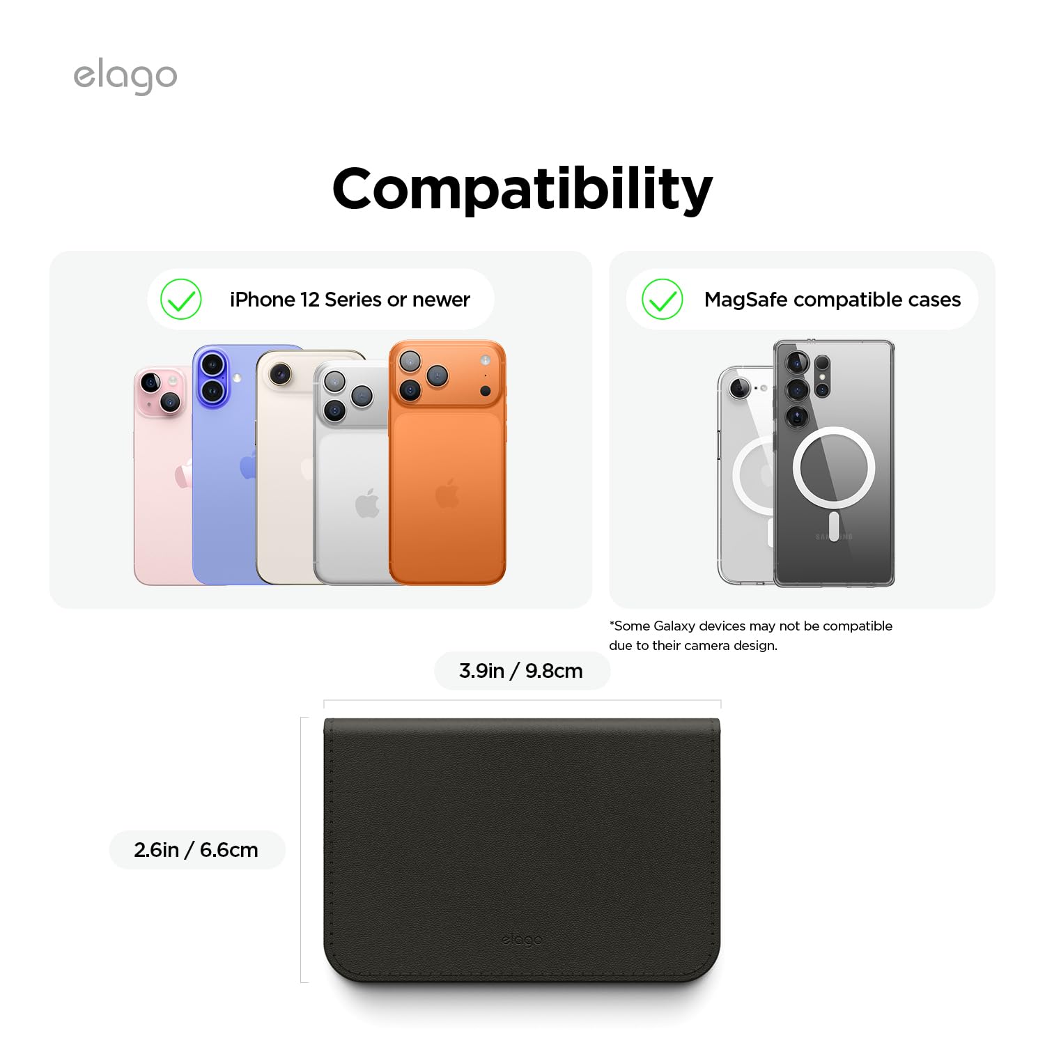 elago Porta Carte Magnetico in Pelle Sintetica per 4 Carte - Compatibile con MagSafe per iPhone, Portafoglio con Fissaggio Sicuro, Protezione Dai Graffi, Adatto a Monete e Banconote (Nero)