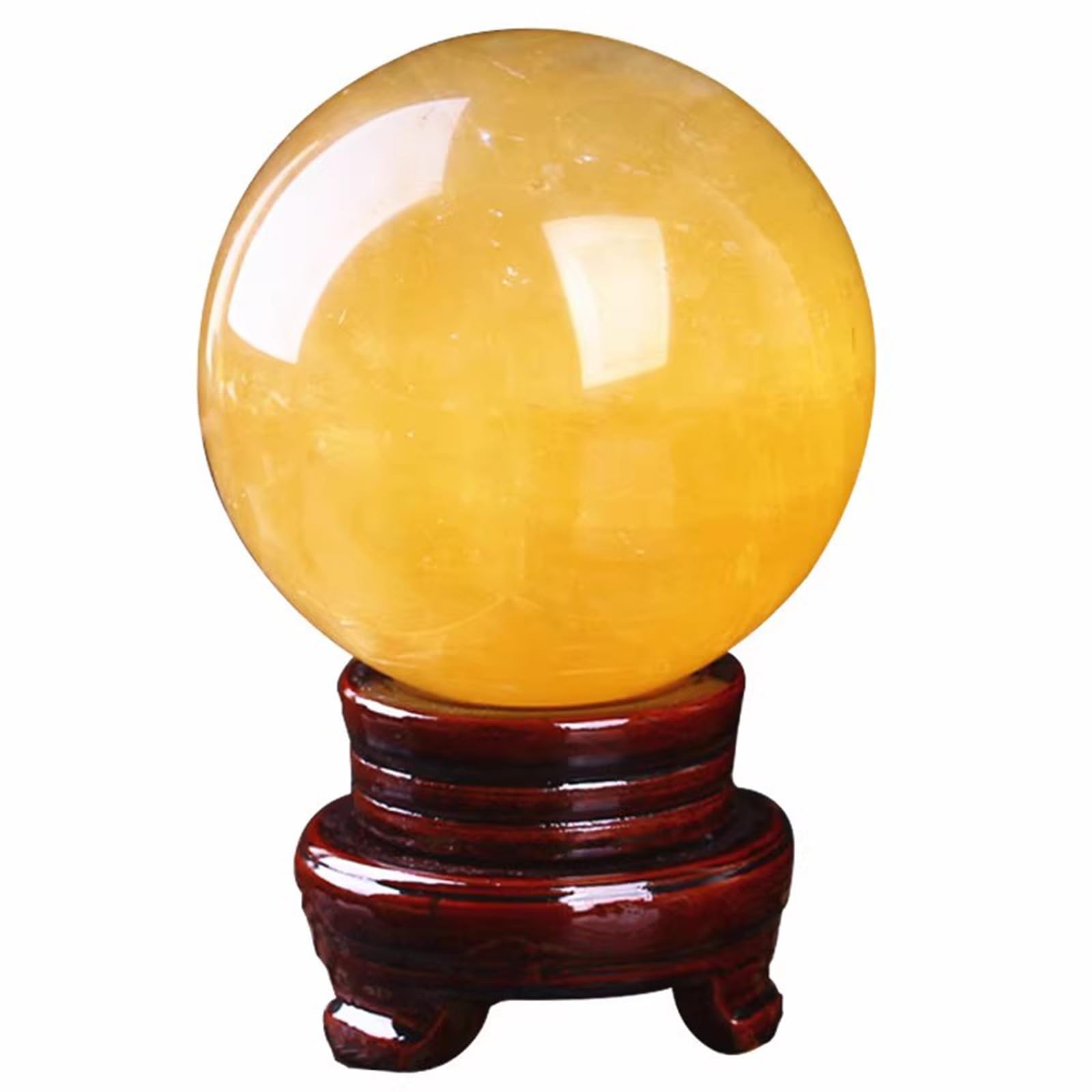 CYVXCPPGI Citrine Quartz Crystal Sphere with Wooden Stand, Yellow Calcite Crystal Ball Scrying Ball for Home Table Glass Orb Decorative Balls,180mm/7.1in