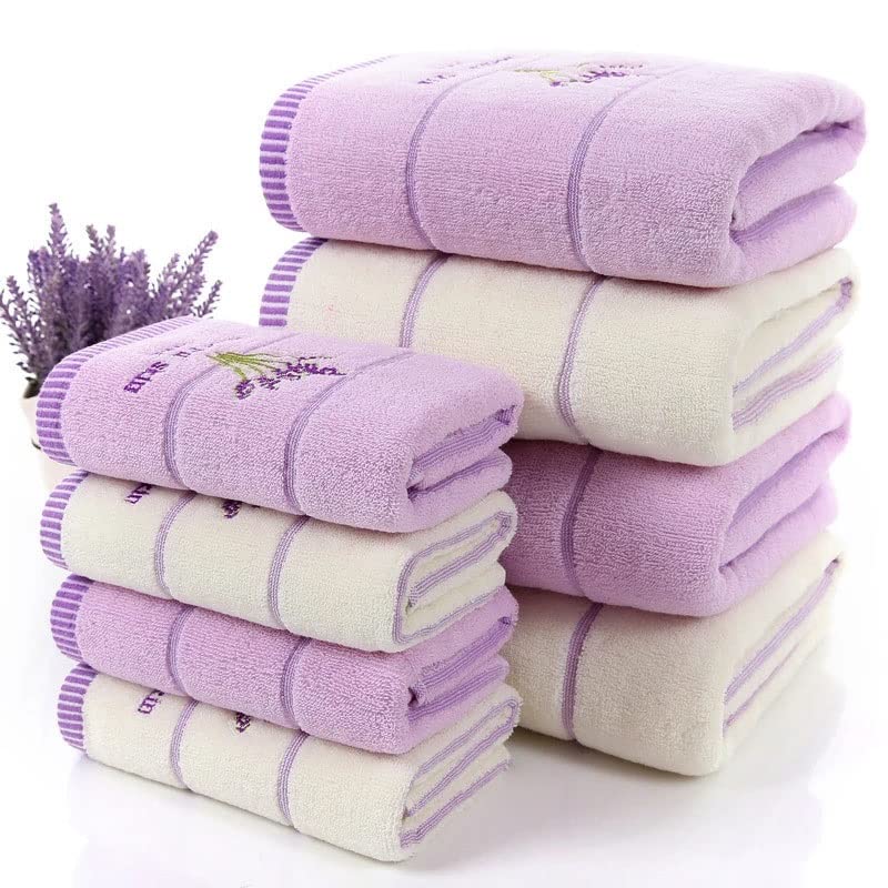 Baumwoll-Stickerei-Handtuch, Badetuch-Set, Badetuch, 140 x 70 cm, Handtuch 32 x 72 cm, weich, saugfähig, 3-teiliges Set (Farbe: D, Größe: 1) – Bild 4