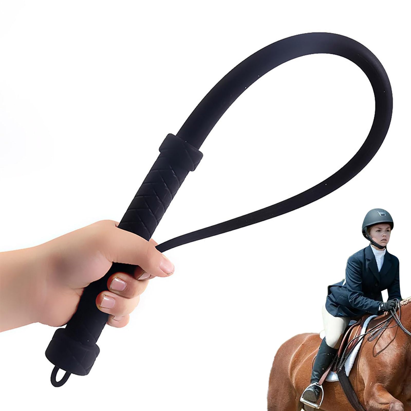 Horse Lunge Whip, Rubber Equestrian Whip with Comfortable Handle, Lightweight Horse Whip for Training, Costume Accessories, Cosplay & Training Tool for Stage Performance (1pc)