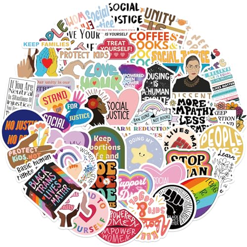 50Pcs Social Justice Stickers for Notebook Feminist for Women,Protect Kids and Black Lives Matter...