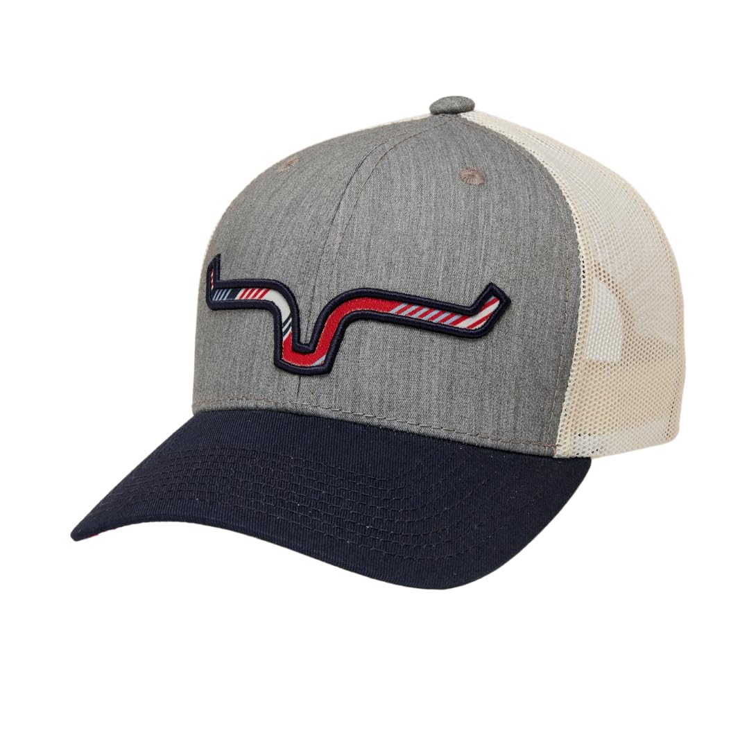 Kimes Ranch Adjustable Snapback Hats Anson Trucker Hats, Grey Heather, One Size