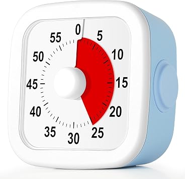 HOTUT 60 Minute Visual Timer for Kids,Visual Countdown Timer Clock Kids,Kids Desk Management Tools with Red Circle and Non-Ticking for Classroom,Home,Kitchen,Office