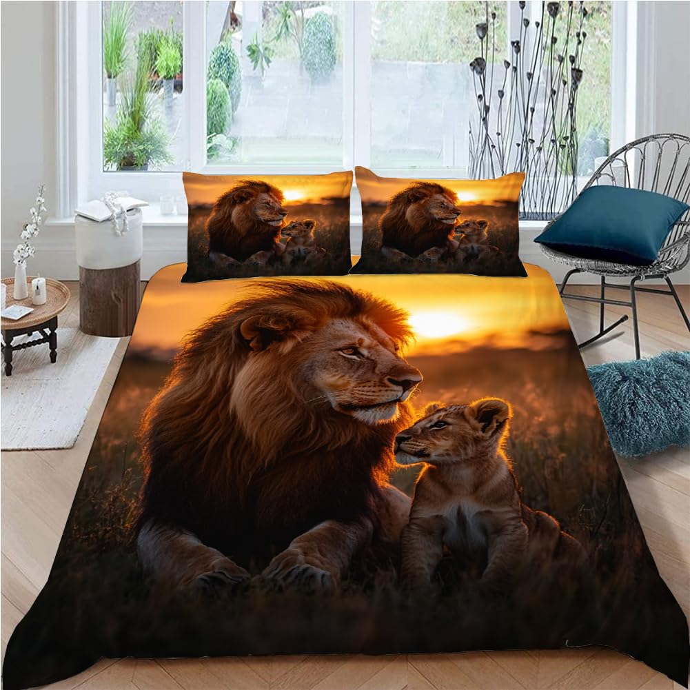 Parure de lit 220x240 Le Roi Lion en microfibre douce à fermeture éclair