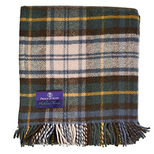 Prince of Scots Highland Tartan Tweed 100% Pure New Wool Fluffy Throw ~Antique