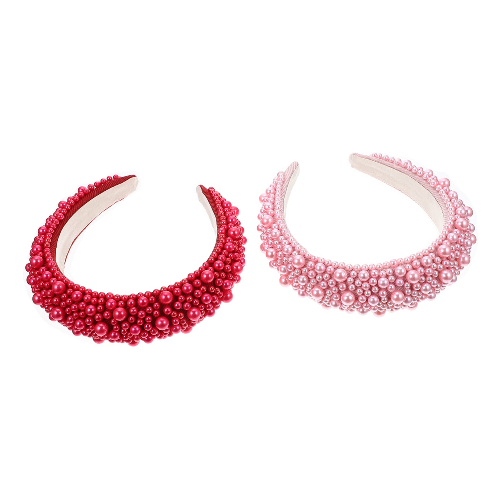 Healvian 2 Diademas de Perlas Elegantes y Delicadas para Mujer y Niña, Banda Ancha para Pelo Diseño Único y Ligero, Adecuado para Eventos Obsequios