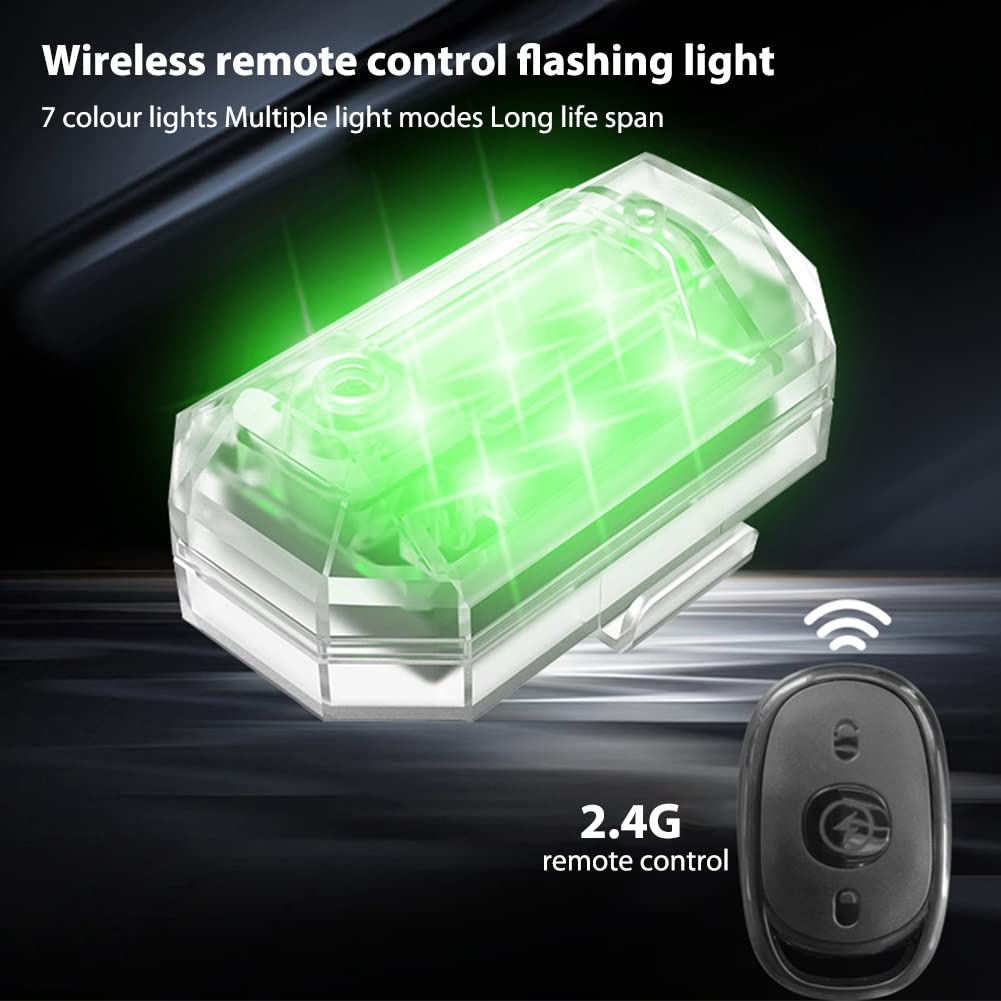 4 Piezas de Luz EstroboscóPica LED de Control Remoto InaláMbrico para Coche, Motocicleta, Bicicleta, 7 Colores, LáMpara de Advertencia de Flash AnticolisióN