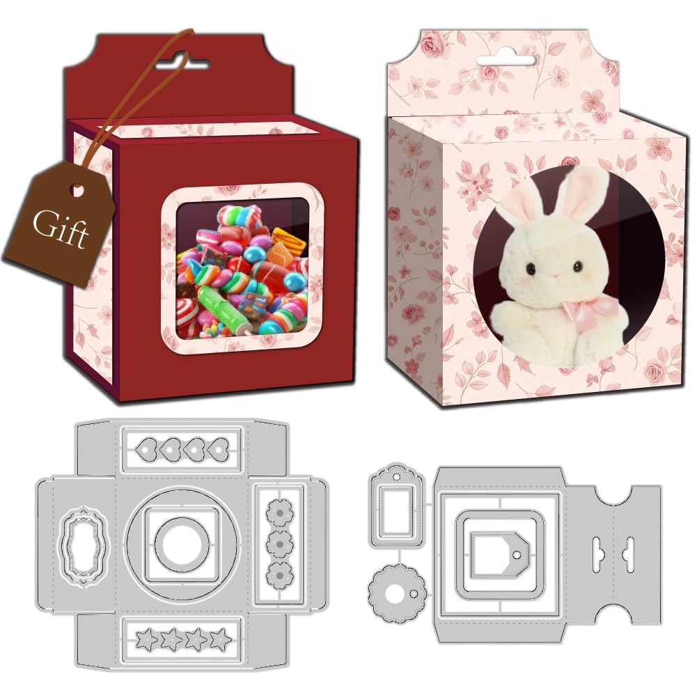 3D Gift Display Box Metal Cutting Dies DIY Craft Die Cuts Carbon Steel Stencils Scrapbooking Embossing Template Dies for Card Making Candy Box Greeting Cards Invitation Paper Crafting