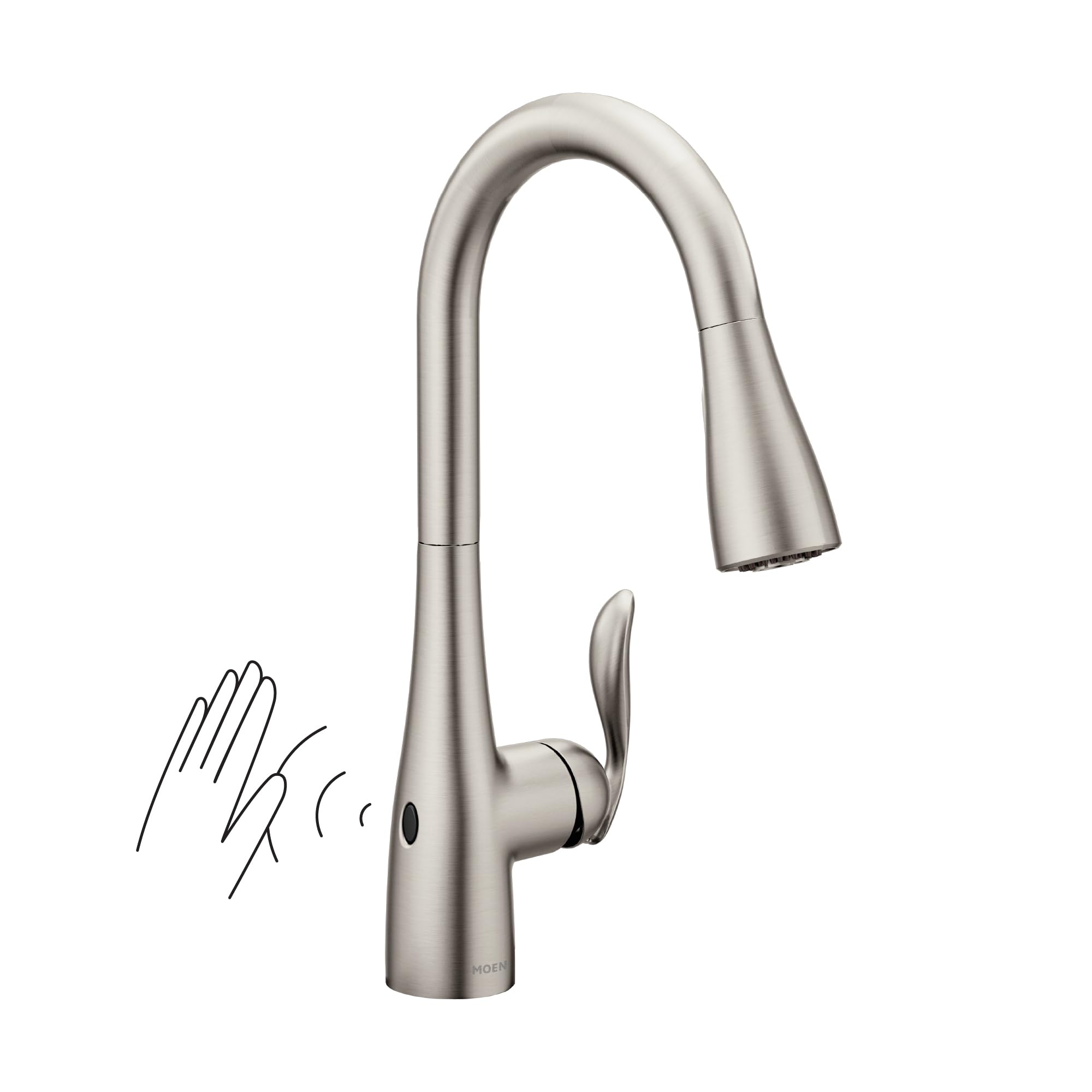 Moen Arbor Motionsense Wave Sensor Touchless One-Handle High Arc Pulldown Kitchen Faucet Featuring Reflex (7594EWSRS), Spot Resist Stainless, 3.63x26.63x14.25