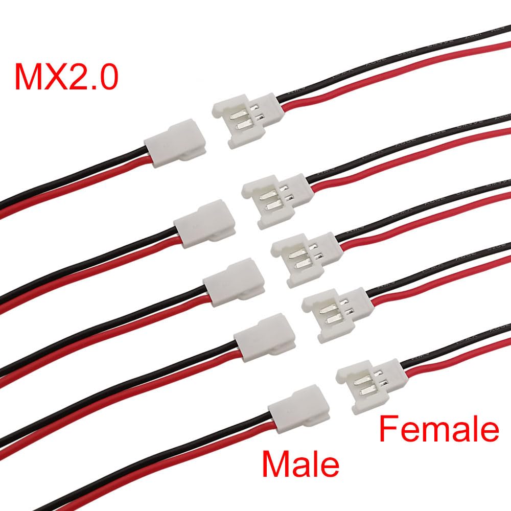 10/20 Stücke MX 2.0 JST Pitch 2,0mm 2 Pin Antenne Docking Männlich Weiblich Steckdose Kabel Draht Stecker 150MM Länge(Dark Grey,10Pcs)