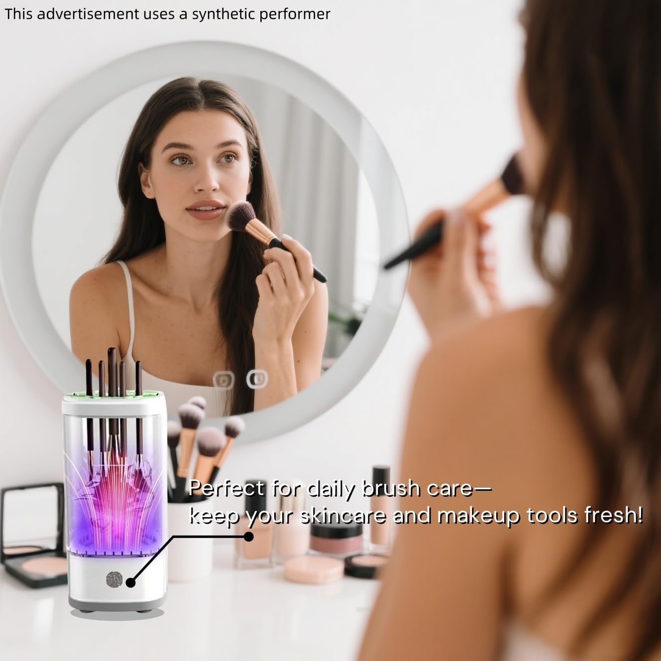 Macchina elettrica per la pulizia e l'asciugatura dei pennelli da trucco con luce UV-C e sistema di pulizia automatica 3 in 1 per una pulizia profonda e un'asciugatura rapida, design silenzioso per