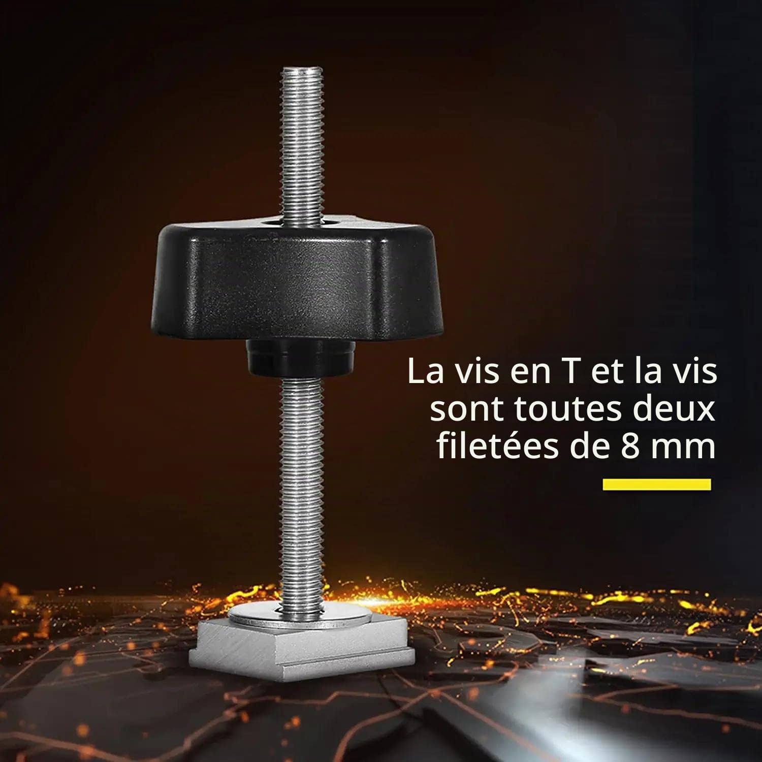 Lot de 2 Rail Aluminium T-Track Clamp, T Track Jeu de Pinces de Maintien en T à Action Rapide en Métal, M8 Tige Filetée pour Outil de Travail du bois T-Slot(2Pcs)