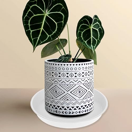 Bleusea Plant Saucer Tray 7 8 Inch, Thick Sturdy Durable Plastic Flower Planter Saucers And Plant Plate Water Catcher For Ceramic Pots Planter Indoors Outdoors Creamy White (8 Inch 6 Pack) #TOP4